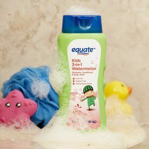 Equate Kids 3-in-1 Shampoo Conditioner Body Wash Watermelon Scent 12 OZ DYE-FRE